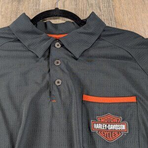 Harley Davidson Motorcycles Polo Shirt Mens XL Black Orange Sturgis Performance